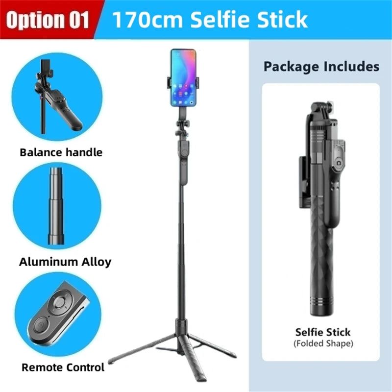 Wireless Selfie Stick Tripod Stand Foldable Monopod With Led Light