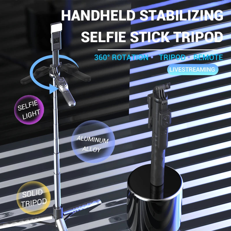 Wireless Selfie Stick Tripod Stand Foldable Monopod With Led Light